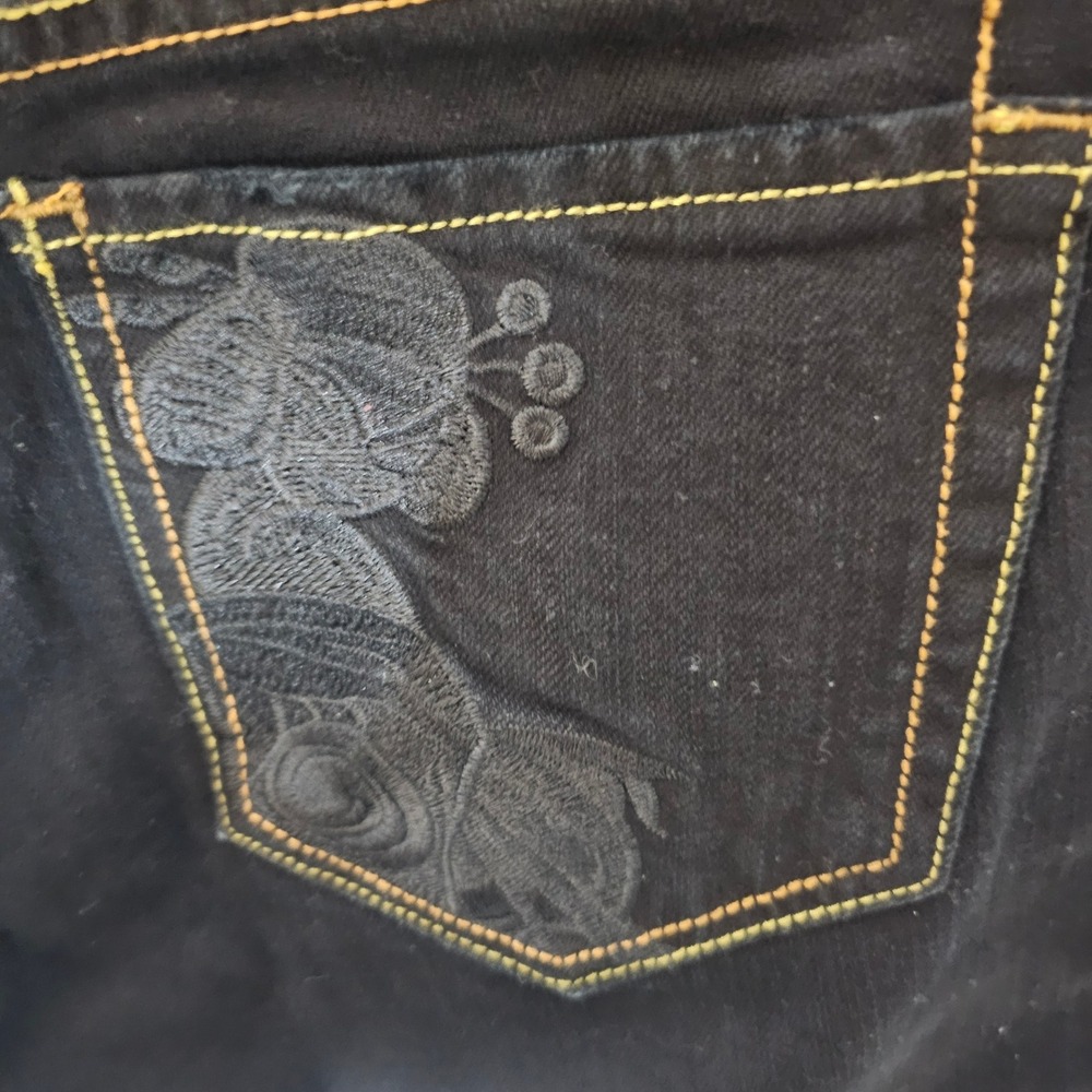 Ed Hardy Christian Audigier Womens Black Straight Leg Jeans Geisha Embroidery 28 - Picture 9 of 11